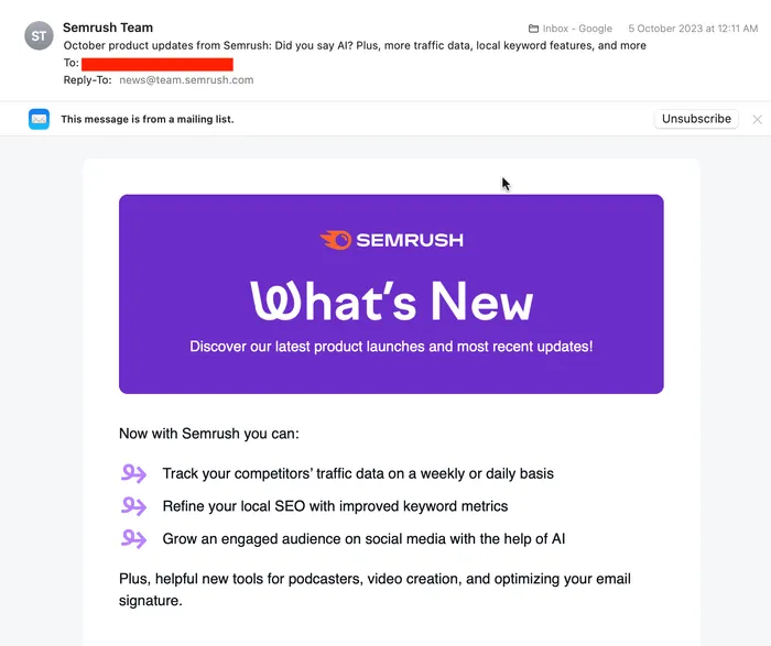Semrush Nurturing Emails