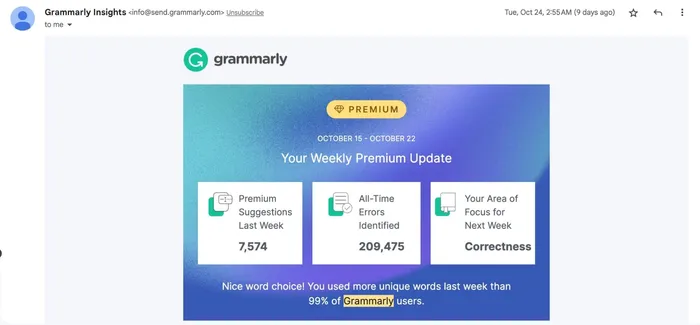 Grammarly Weekly Newsletter Streak