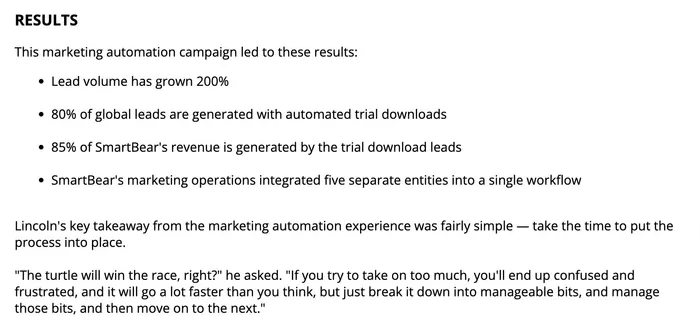 Marketing Automation 200 increase in lead volume for software company after implementation MarketingSherpa