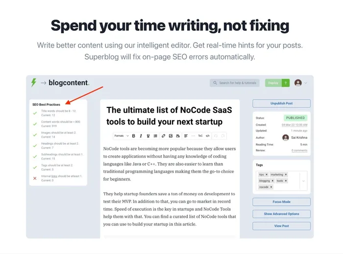 get hints to optimize for seo
