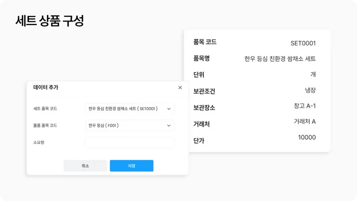 식음료 업종 재고 관리: 세트 상품 구성