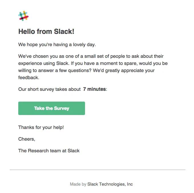 slack feedback email