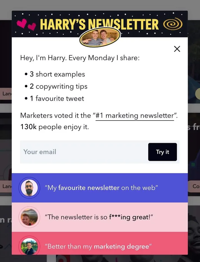 Marketing Examples newsletter