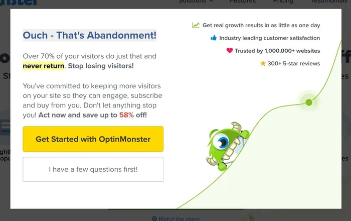 exit intent popup