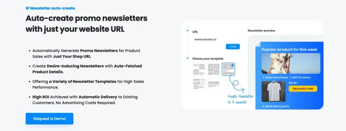 waveon - auto create promo newsletters with website url