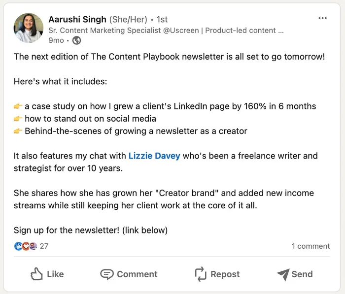 straight forward promotion linkedin newsletter