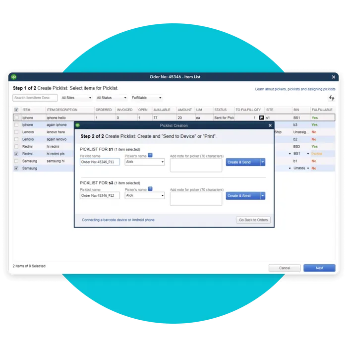 QuickBooks Enterprise 주문 관리