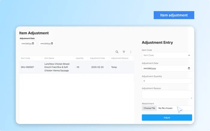 Item adjustment