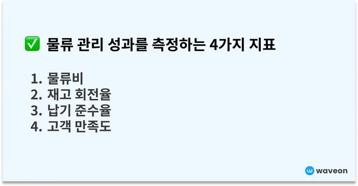 물류 관리 성과를 측정하는 지표 4가지