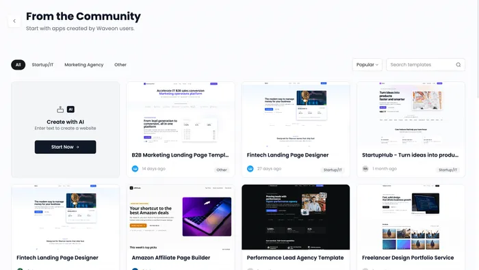 Step 3: Select the Fintech Website community template